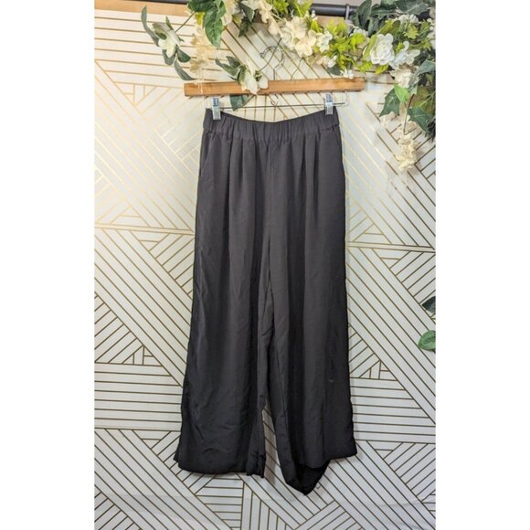 & OTHER STORIES Women's Black Viscose Flowy Pants Stretch Waist Size 2 READ - Picture 1 of 8